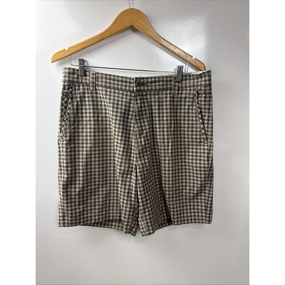 Tommy Bahama Shorts Mens 34 Paradise Nation Checkered Brn GreenCotton Golf Chino